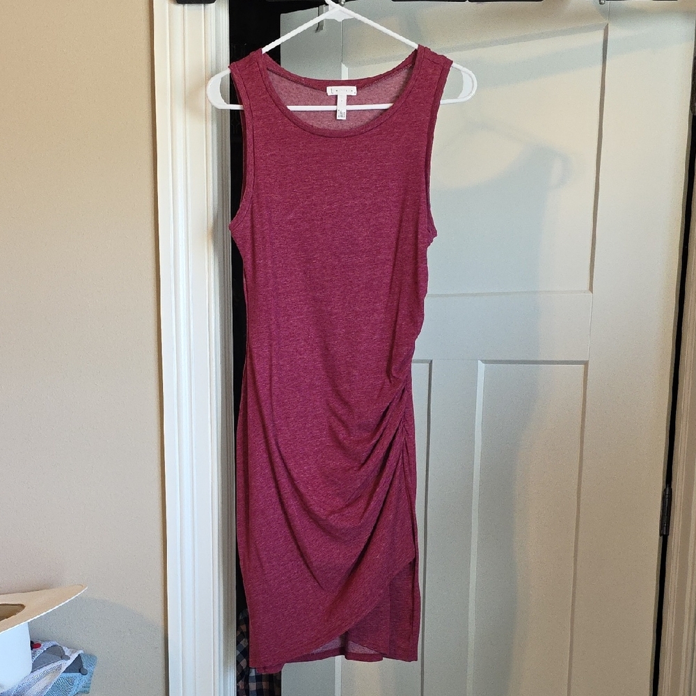 Leith Asymmetrical Sleeveless Dress in Plum
